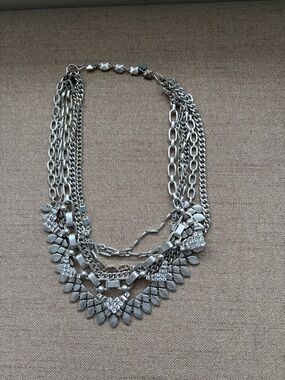 Stella & Dot Sutton Necklace in Silver – 5‑Way Convertible Layered Statement